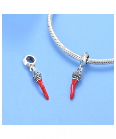 S925 Sterling Silver Mushroom Charm Beads DIY Charms for Bracelets Enamel Technology Red Pepper Pendant Compatible With 3-4Φm...