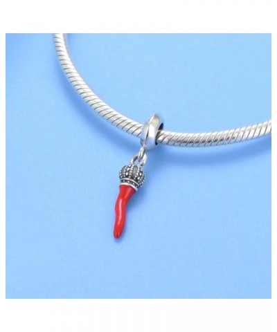 S925 Sterling Silver Mushroom Charm Beads DIY Charms for Bracelets Enamel Technology Red Pepper Pendant Compatible With 3-4Φm...