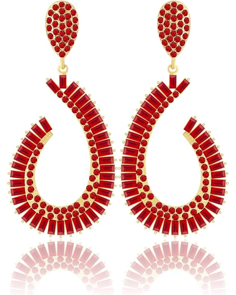 Austrian Rhinestone Dangle Oversized Earrings for Women 14K Glod Jewelry Jan-Garnet-14K Gold $8.37 Earrings