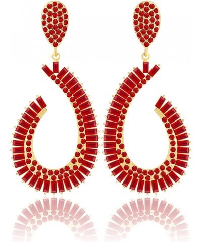 Austrian Rhinestone Dangle Oversized Earrings for Women 14K Glod Jewelry Jan-Garnet-14K Gold $8.37 Earrings