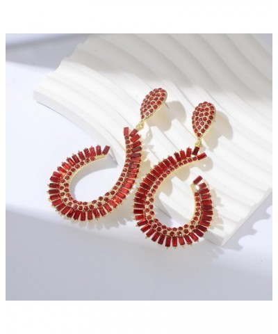 Austrian Rhinestone Dangle Oversized Earrings for Women 14K Glod Jewelry Jan-Garnet-14K Gold $8.37 Earrings