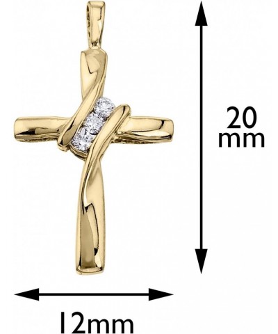 Petite 10k Yellow Gold Three Stone Off Set Diamond Cross Pendant with 18" Chain $58.90 Necklaces