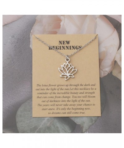 Yoga Lotus Flower Aum Om Ohm Sanskrit Symbol Pendant Necklace Spiritual Jewelry Inspirational Gift Gift Lotus flower card nec...