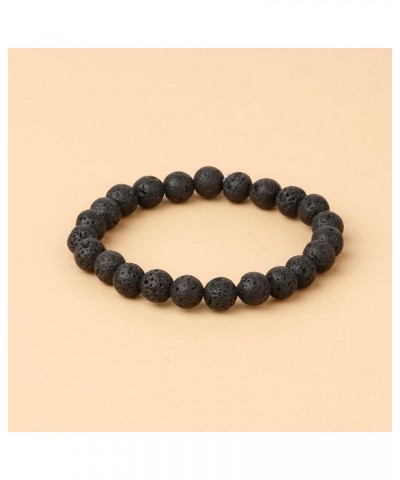 2Pcs 8mm Natural Semi-Precious Gemstones Bracelet Elastic Natural Stone Yoga Healing Crystals Beads Bracelet Bangle Set Black...