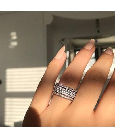 925 Sterling Silver Cubic Zirconia Eternity Engagement Wedding Bands Wedding Ring Anniversary Eternity Bands 3 Band Width Rin...