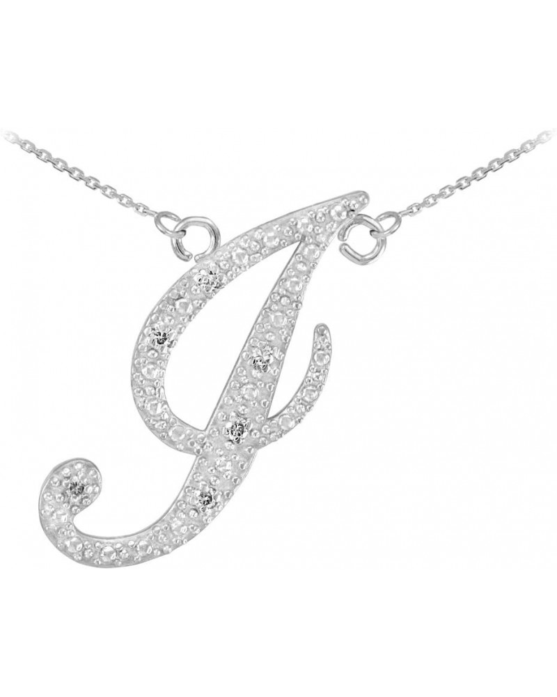 Double-Mounted 14k White Gold Diamond Script Initial Letter J Pendant Necklace 18.0 Inches $146.19 Necklaces