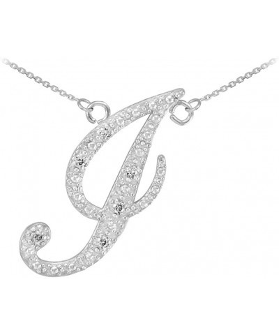 Double-Mounted 14k White Gold Diamond Script Initial Letter J Pendant Necklace 18.0 Inches $146.19 Necklaces