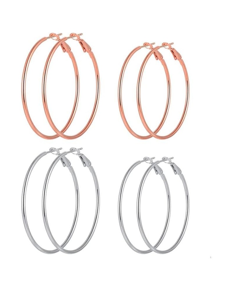 LifeWorld 4 Pairs 316L Stainless Steel gold silver Plated Hoop Earrings for Women Girls, Hypoallergenic Hoops Women's Earring...