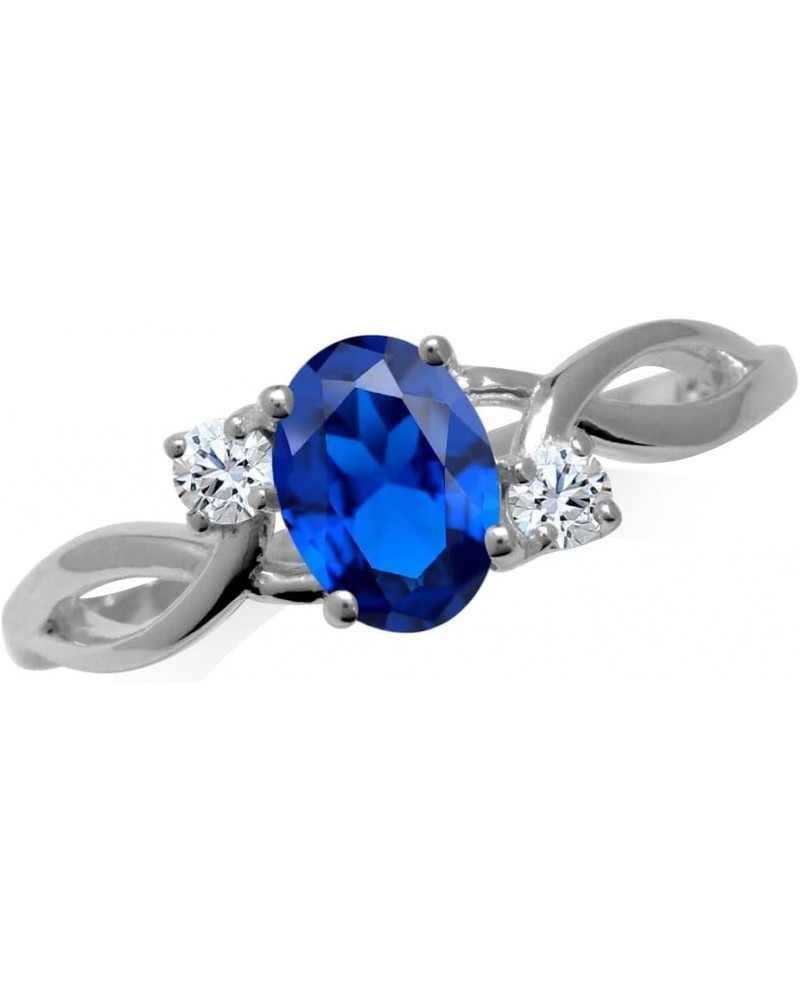 7x5mm Oval Shape White Gold Plated 925 Sterling Silver Engagement Ring Created Blue Sapphire 6 $11.83 Rings