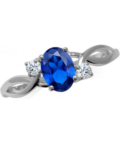 7x5mm Oval Shape White Gold Plated 925 Sterling Silver Engagement Ring Created Blue Sapphire 6 $11.83 Rings