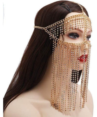 Faux Crystal Tassel Masquerade Mask Veil Face Chain Belly Dance Jewelry Headband Head Chain Shown. $11.26 Body Jewelry