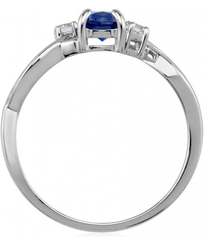 7x5mm Oval Shape White Gold Plated 925 Sterling Silver Engagement Ring Created Blue Sapphire 6 $11.83 Rings