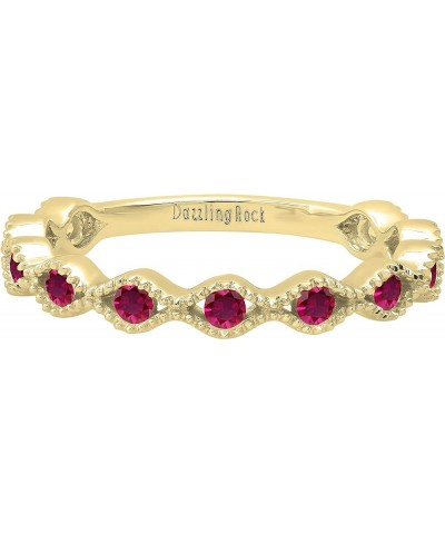 Lab Created Round Gemstone Ladies Wedding Stackable Band, Available in Various Gemstones & Metal in 10K/14K/18K Gold & 925 St...