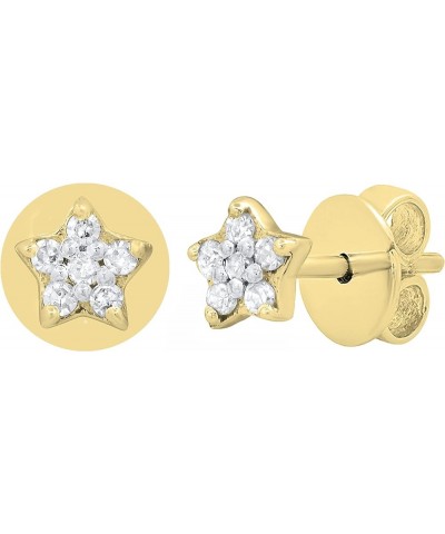 0.05 Carat (ctw) Round Diamond Star Push Back Stud Earrings for Her | Available in 10K/14K/18K Gold & 925 Sterling Silver Whi...