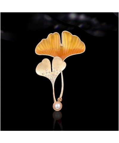 Women Brooches Ginkgo Leaves Imitation Crystal Colourful Women Brooch Pin High-end Brooch Sweater Jacket with Accessories Bro...