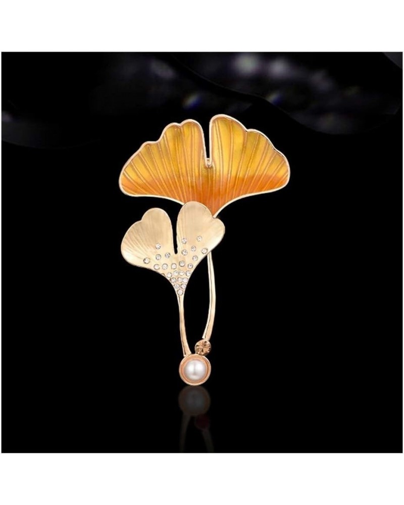 Women Brooches Ginkgo Leaves Imitation Crystal Colourful Women Brooch Pin High-end Brooch Sweater Jacket with Accessories Bro...