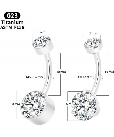 G23 Titanium Belly Button Ring 14G Cubic Zirconia Navel Ring Suitable for Women,Belly Piercing Jewelry Suitable for Sensitive...