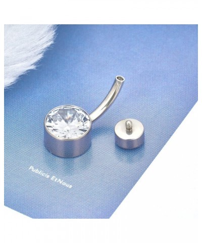 G23 Titanium Belly Button Ring 14G Cubic Zirconia Navel Ring Suitable for Women,Belly Piercing Jewelry Suitable for Sensitive...