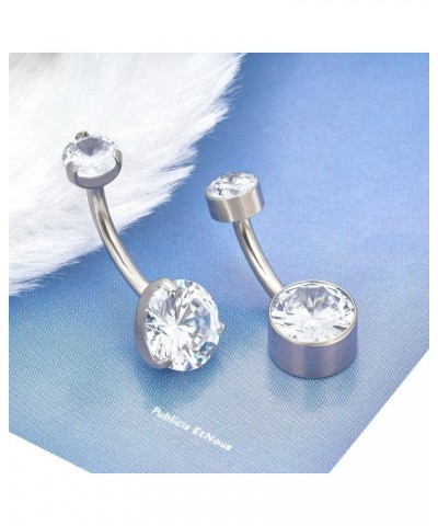 G23 Titanium Belly Button Ring 14G Cubic Zirconia Navel Ring Suitable for Women,Belly Piercing Jewelry Suitable for Sensitive...