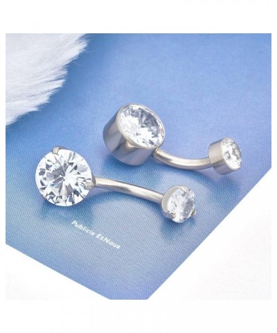 G23 Titanium Belly Button Ring 14G Cubic Zirconia Navel Ring Suitable for Women,Belly Piercing Jewelry Suitable for Sensitive...