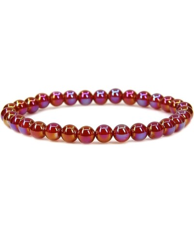 Natural Gemstone 6mm Round Beads Stretch Bracelet 7 Inch Aqua Aura Red Agate $7.79 Bracelets