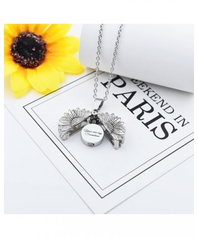 Personalized Sunflower Cremation Jewelry for Ashes You Are My Sunshine Flower Urn Necklace for Ashes of Loved Ones Keepsake M...