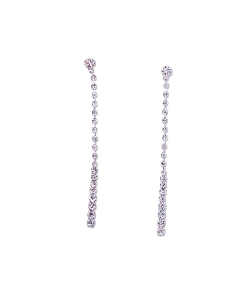 Silver Crystal Long Dangle Earrings $6.11 Earrings