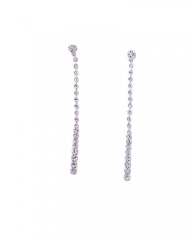 Silver Crystal Long Dangle Earrings $6.11 Earrings