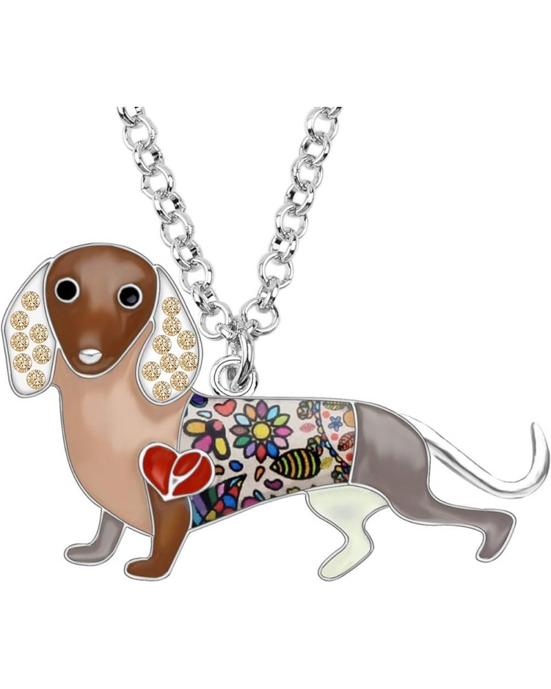 LIMMO" Love Heart Enamel Zinc Alloy Pets Dachshund Necklace Dog Animal pendant 18 Coffee $10.19 Necklaces