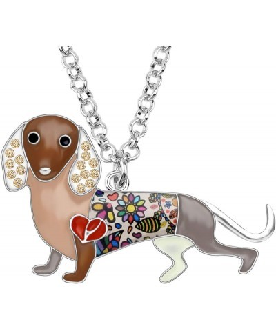 LIMMO" Love Heart Enamel Zinc Alloy Pets Dachshund Necklace Dog Animal pendant 18 Coffee $10.19 Necklaces