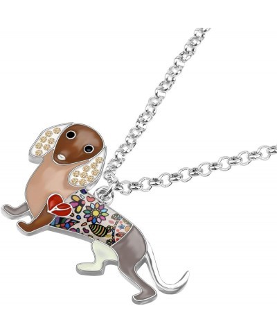 LIMMO" Love Heart Enamel Zinc Alloy Pets Dachshund Necklace Dog Animal pendant 18 Coffee $10.19 Necklaces