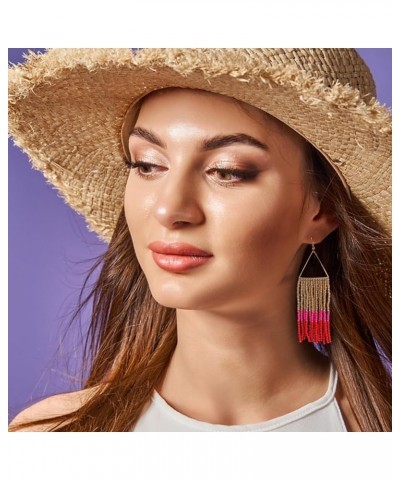 Women Boho Long Tassel Earrings Dangle Beaded Earrings Fashion Accessories TV-Tassel 0A $6.26 Earrings