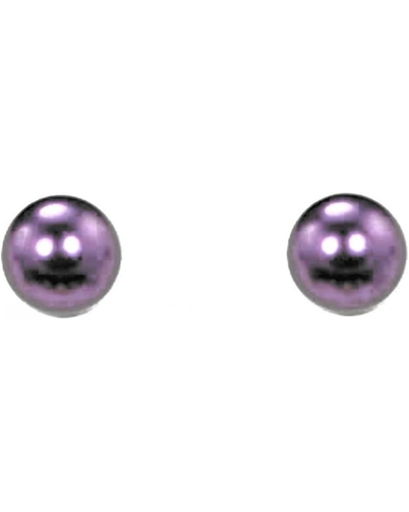 Classic Purple Lavendar Color 8mm Faux Pearl Stud Earrings - Lavender Pierced Post $6.76 Earrings