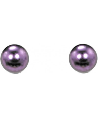 Classic Purple Lavendar Color 8mm Faux Pearl Stud Earrings - Lavender Pierced Post $6.76 Earrings