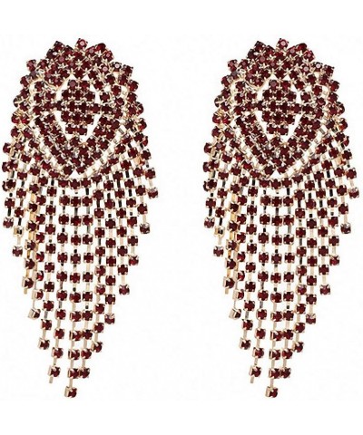 Crystal Beads Earrings Women Ethnic Jewelry Handmade Elegant Big Long Beads Earrings Hot Pink $10.00 Earrings