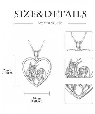 Diamond Wolf/Horse/Dragon/Unicorn/Dog Necklace for Women 925 Sterling Silver Girl and Animal Heart Pendant Necklace with Lab ...