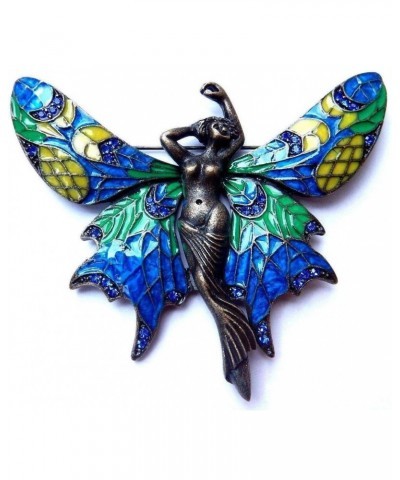 Large Bronze Fairy Brooch with Enamel & Faux Rhinestone Wings Faerie pin $11.54 Brooches & Pins