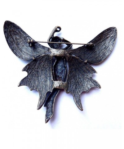 Large Bronze Fairy Brooch with Enamel & Faux Rhinestone Wings Faerie pin $11.54 Brooches & Pins