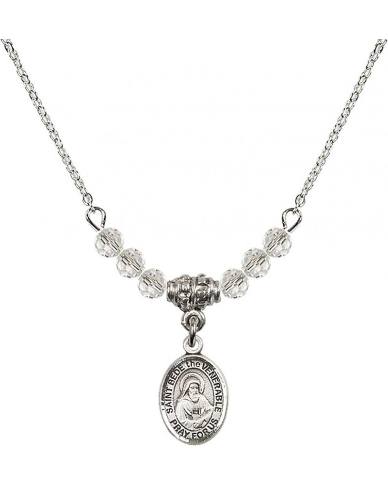 April Birth Month Bead Necklace with Catholic Patron Saint Petite Charm, 18 Inch Saint Bede the Venerable $32.44 Necklaces