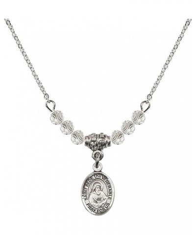 April Birth Month Bead Necklace with Catholic Patron Saint Petite Charm, 18 Inch Saint Bede the Venerable $32.44 Necklaces