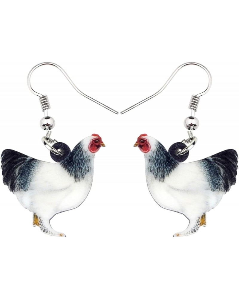 Acrylic Charm Cute Chicken Hen Rooster Earrings Drop Dangle Jewelry for Women Girls Funny Party Gifts Grey $6.47 Earrings