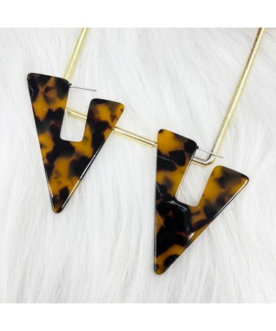 Leopard Earrings Love Heart V-Shaped Five-Pointed Star Earrings Acrylic Resin Boho Vintage For Women Girls Fashion Valentine'...