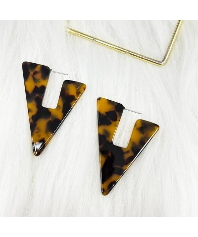 Leopard Earrings Love Heart V-Shaped Five-Pointed Star Earrings Acrylic Resin Boho Vintage For Women Girls Fashion Valentine'...