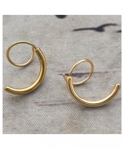 Spiral Double Hoop Earrings for Women Stainless Steel Spiral Earrings Double Piercing 18k Gold Plated Twist Wrapped Earrings ...