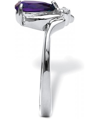 PalmBeach Gold-Plated or Silvertone Pear Cut Simulated Birthstone Ring 02-Sim. Amethyst/Silvertone $23.19 Rings