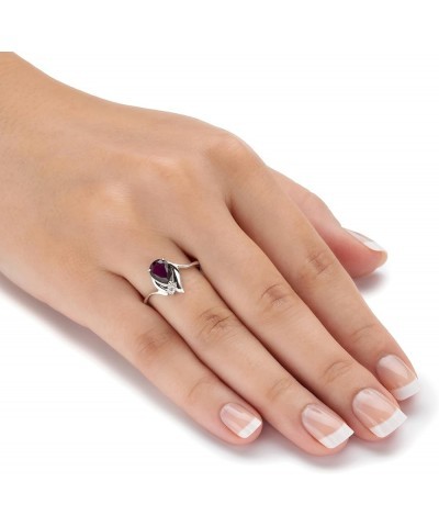 PalmBeach Gold-Plated or Silvertone Pear Cut Simulated Birthstone Ring 02-Sim. Amethyst/Silvertone $23.19 Rings