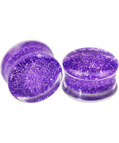 Ear Gauges Clear Acrylic Saddle Plugs Tunnels Stretching Purple Glitters Abalone Shell Candy Expander Body Piercing Jewelry 6...