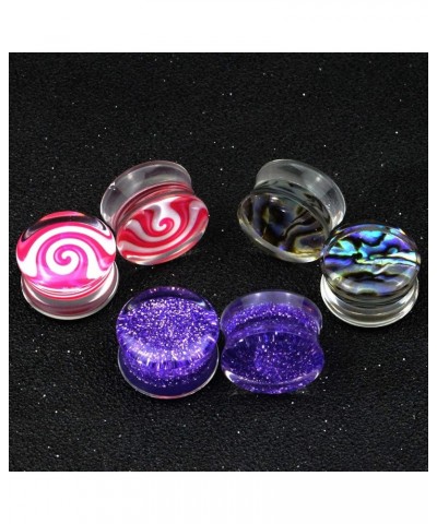 Ear Gauges Clear Acrylic Saddle Plugs Tunnels Stretching Purple Glitters Abalone Shell Candy Expander Body Piercing Jewelry 6...