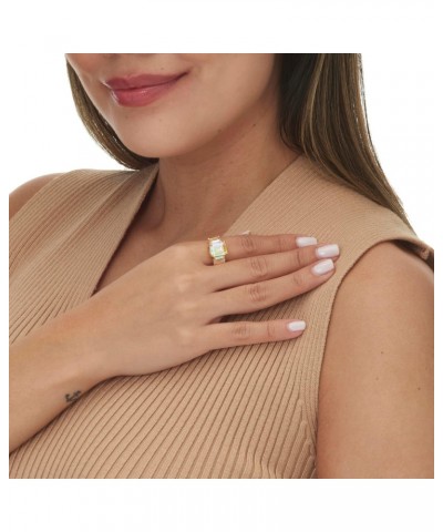 PalmBeach Sterling Silver or 14K Yellow GoldPlated Emerald Cut Aurora Borealis Cubic Zirconia 3 Stone Ring Size 7 $26.54 Rings