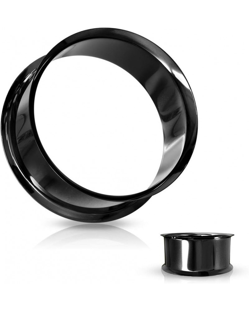 Pair of Double Flared Tunnel Plugs Titanium IP over 316L Surgical Steel 2GA Black $11.50 Body Jewelry